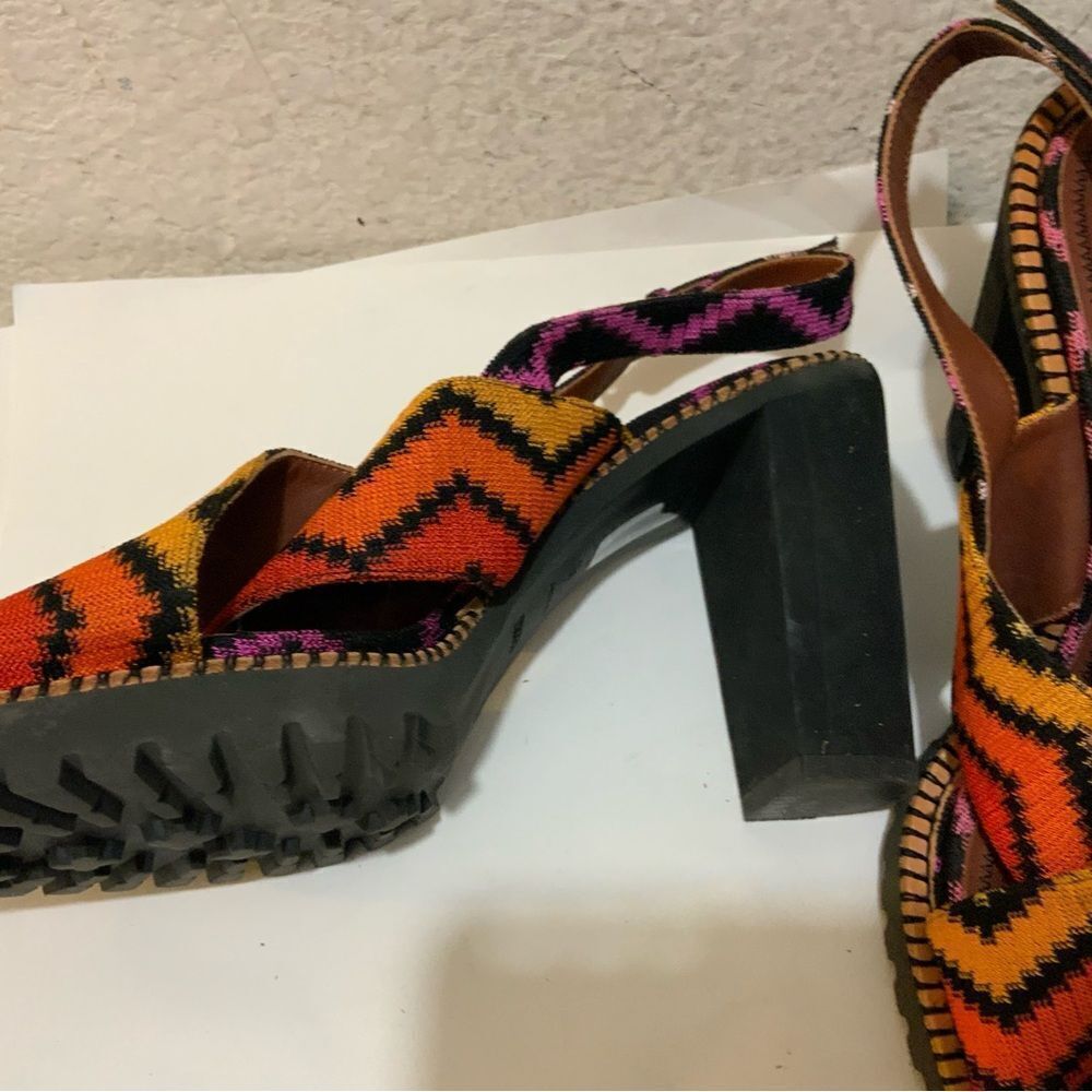 Missoni Multicolor Fabric Zig Zag Ankle Strap Sandals Size 40/ 9.5 Italy - Picture 11 of 14
